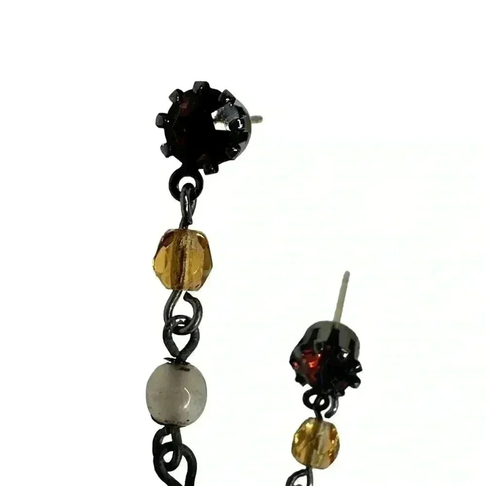 Beaded dangle earrings with topaz studs women’s jewelry - Picture 3 of 4